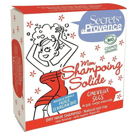 Secrets de Provence Shampoing solide Cheveux secs Argile Rouge naturelle Bio 85g