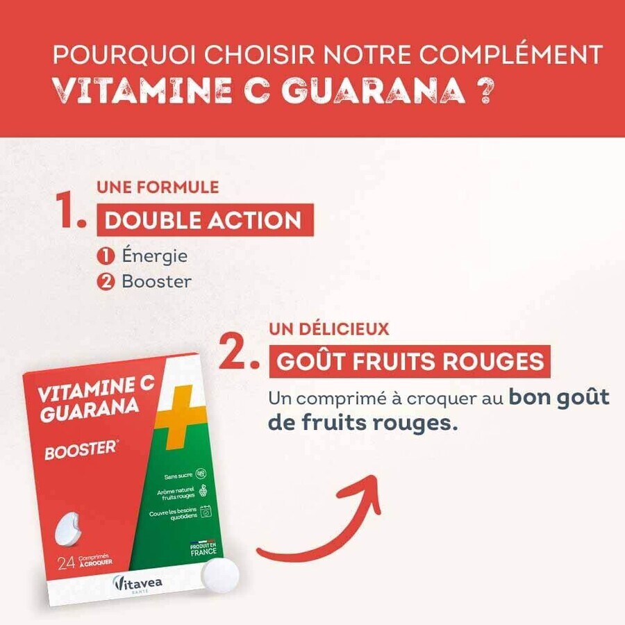 Vitavea Santé Vitamins C + Guarana Booster 24 Chewable Tablets