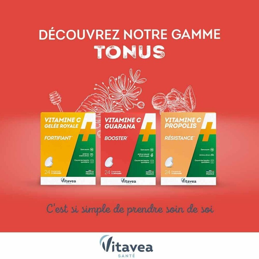 Vitavea Santé Vitamins C + Guarana Booster 24 Chewable Tablets