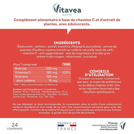 Vitavea Santé Vitamine C + Guarana Booster 24 kauwtabletten