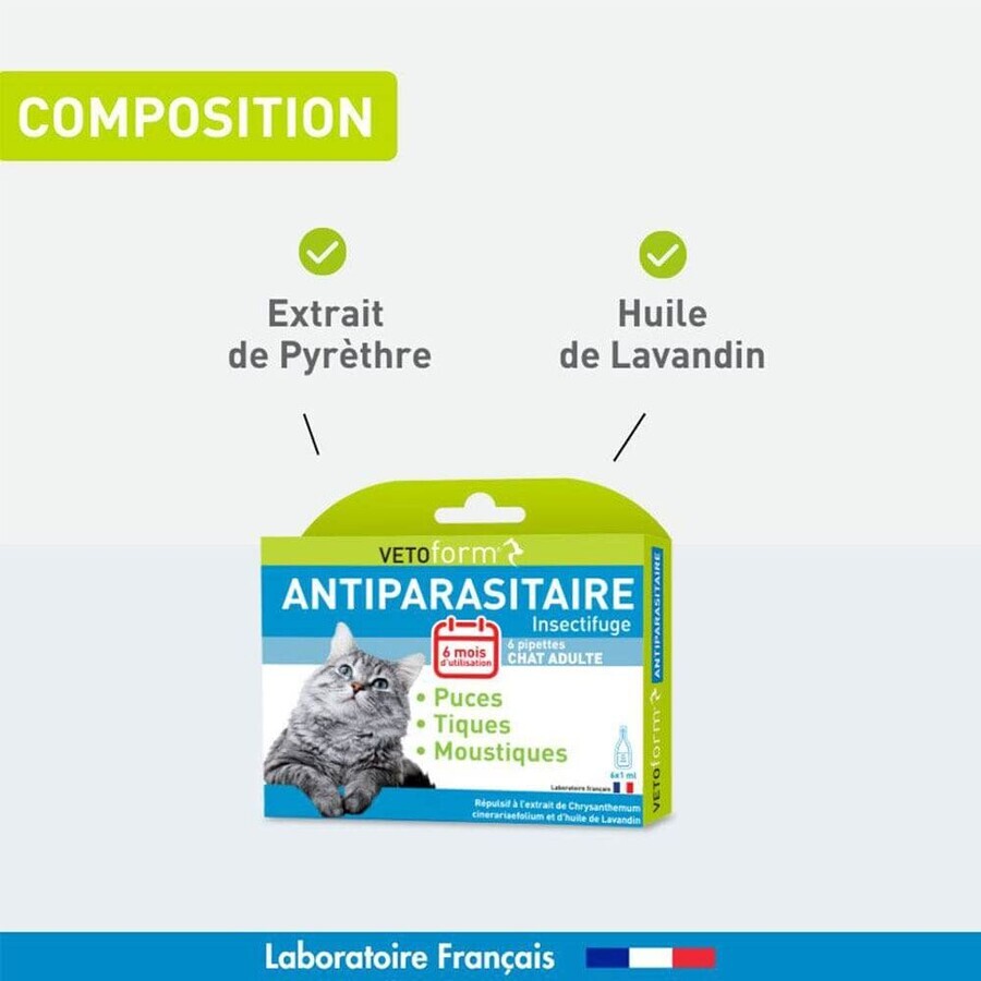 Vetoform Gatto Pipette per il controllo dei parassiti 6x1ml