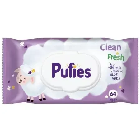 Pufies Baby Art Toallitas húmedas frescas, +0meses, 64 piezas, Ficosota Sintez