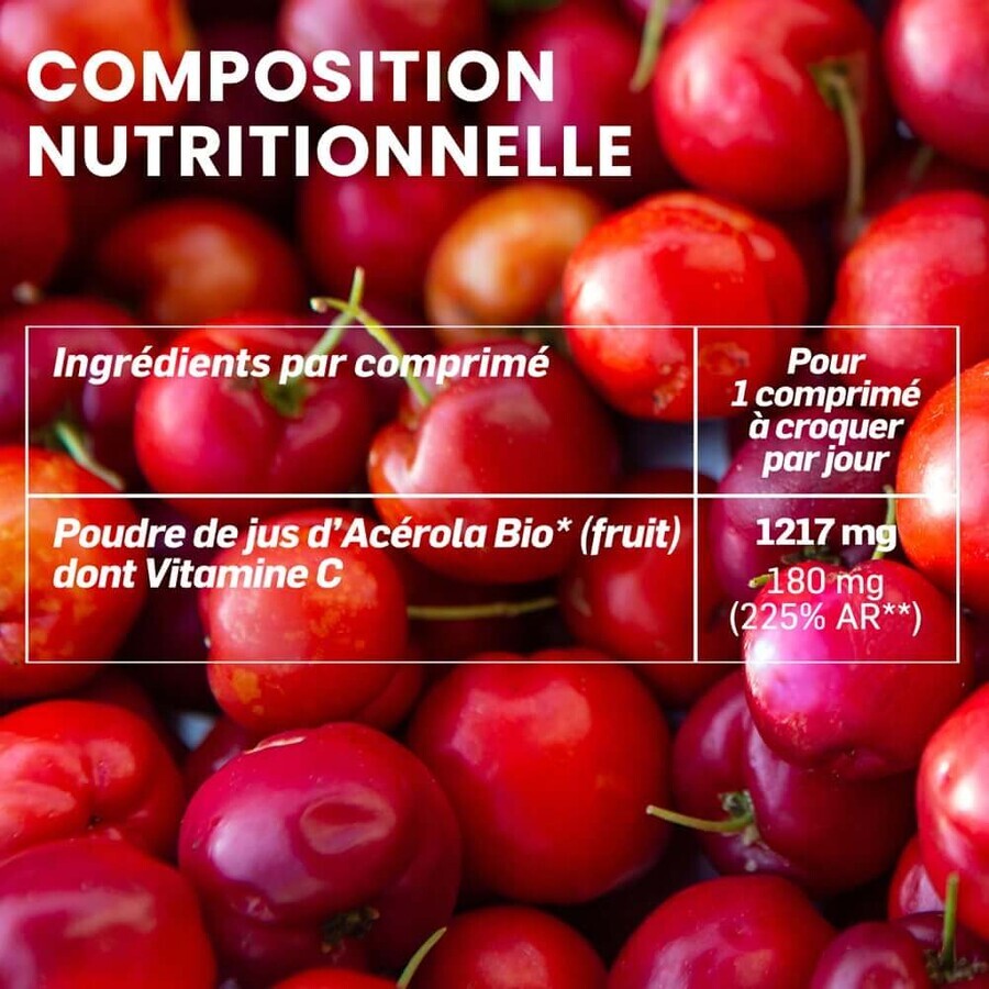 Santarome Acérola Bio 1000 - Vitamine C naturale 60 comprimate