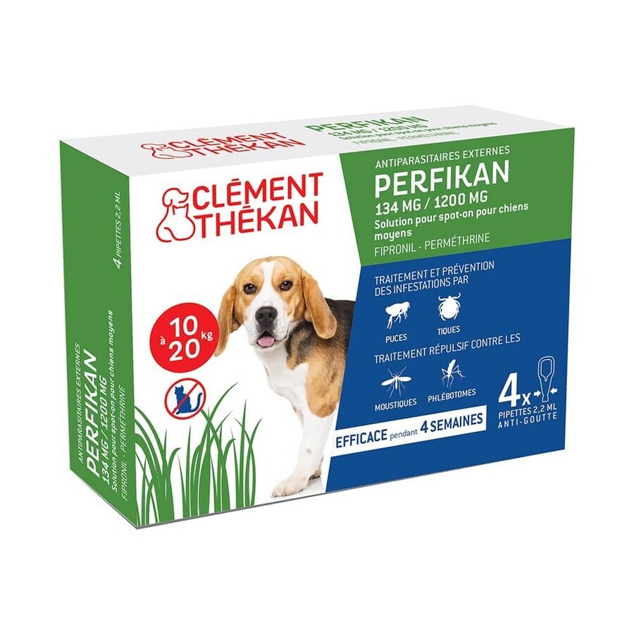 Clement-Thekan Purici și căpușe Câine 10-20kg 4 pipete