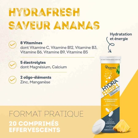 Vitavea Santé Isotonische Lösung Optimiert Flüssigkeitszufuhr und Energie 20 Brausetabletten