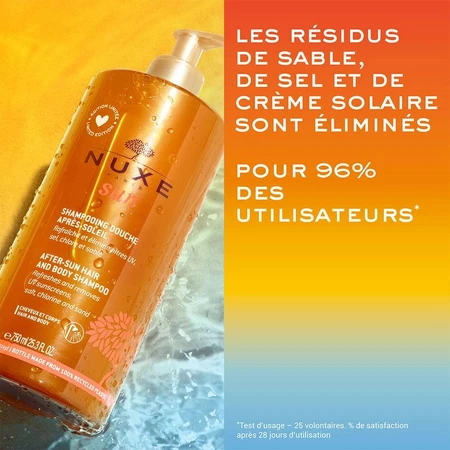 Nuxe Sun Champú de ducha hidratante para después del sol para cuerpo y cabello 750ml