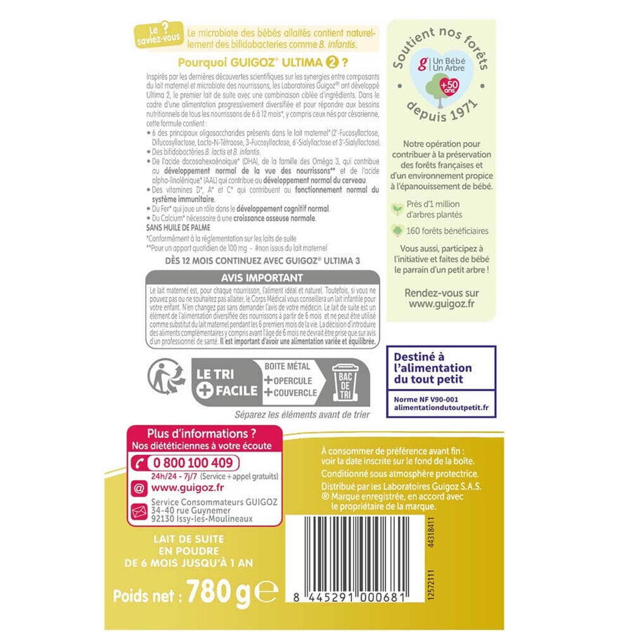 Guigoz Ultima Melkpoeder 6 tot 12 maanden Premium 2 780g