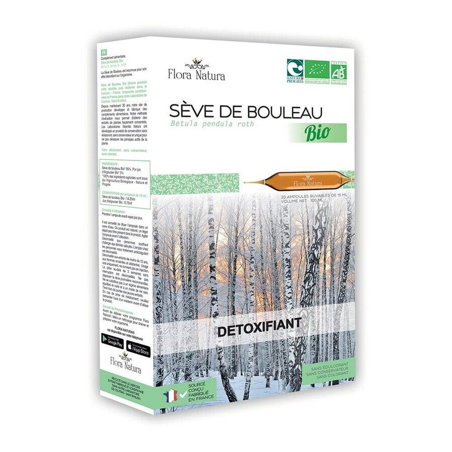 Flora Natura Biologisch Berkensap Ontgiftend 20 flesjes