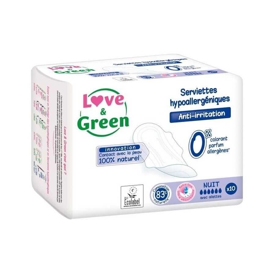 Love&Green Anti-irritation Night 10 Towels