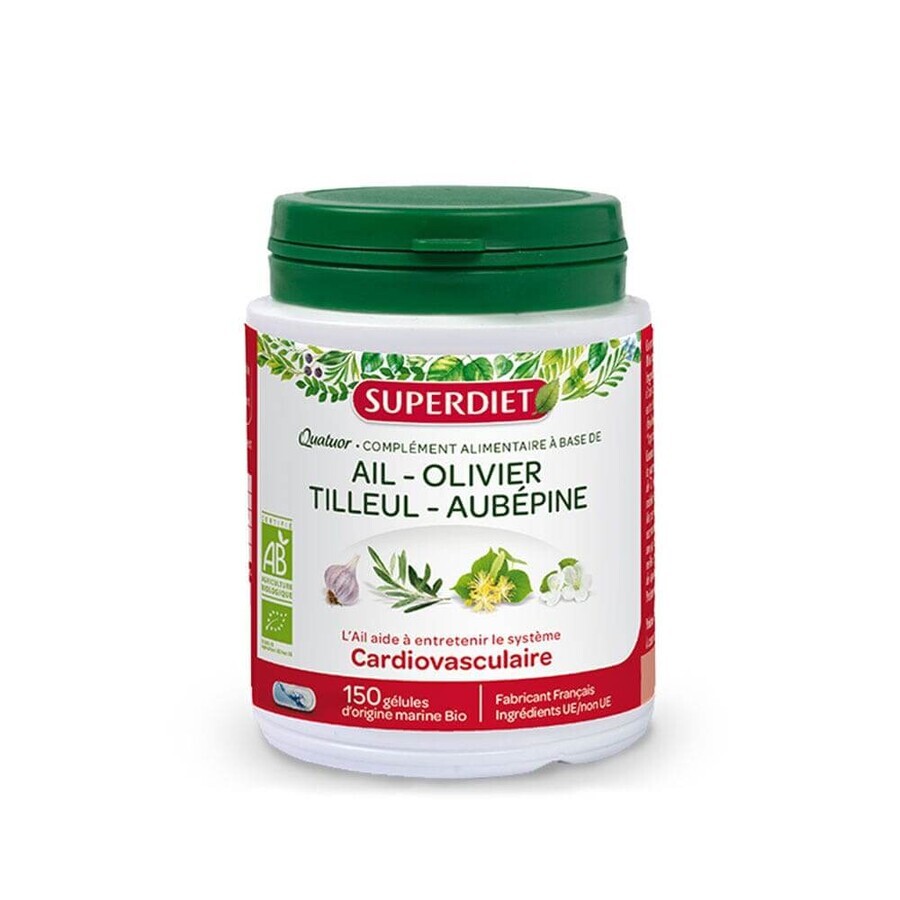 Superdiet Organic Garlic Cardiovascular Quartet 150 Geluli