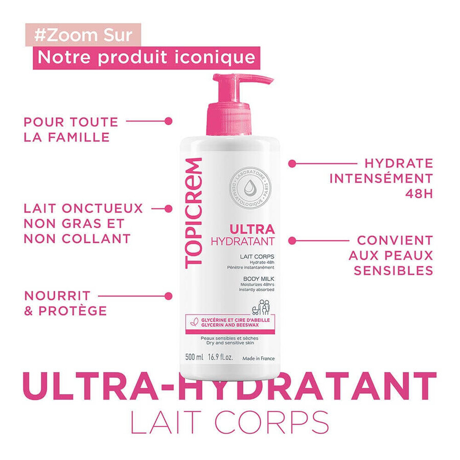 Topicrem Ultra-Hydratant Lait Corps Peaux Sensibles Et Seches 2x500ml