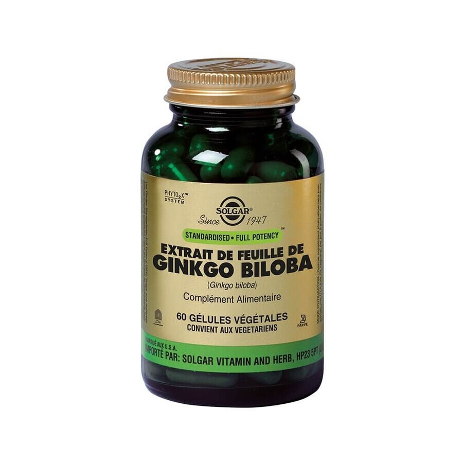 Solgar Ginkgo Biloba Sfp 60 Gélulas Vegetales Circulation sanguine 60 gélules végétales
