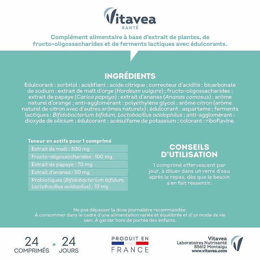 Vitavea Santé Effidigest After Meal 24 effervescent tablets