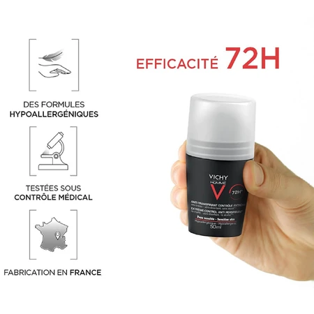 Vichy Deodorant Antiperspirant Effectiviteit 72h Zweet Controle Roll-on 2x50ml