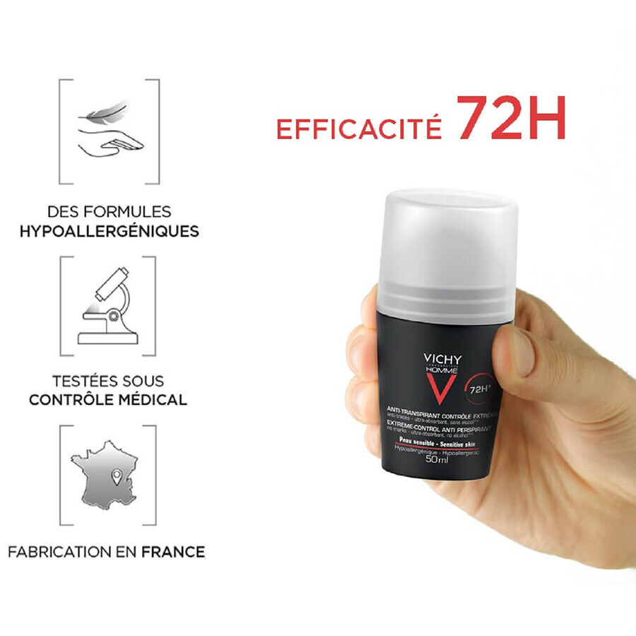 Vichy Deodorant Antiperspirant Efficacy 72h Sweat Control Roll-on 2x50ml Vichy Deodorant Antiperspirant Efficacy 72h Sweat Control Roll-on 2x50ml