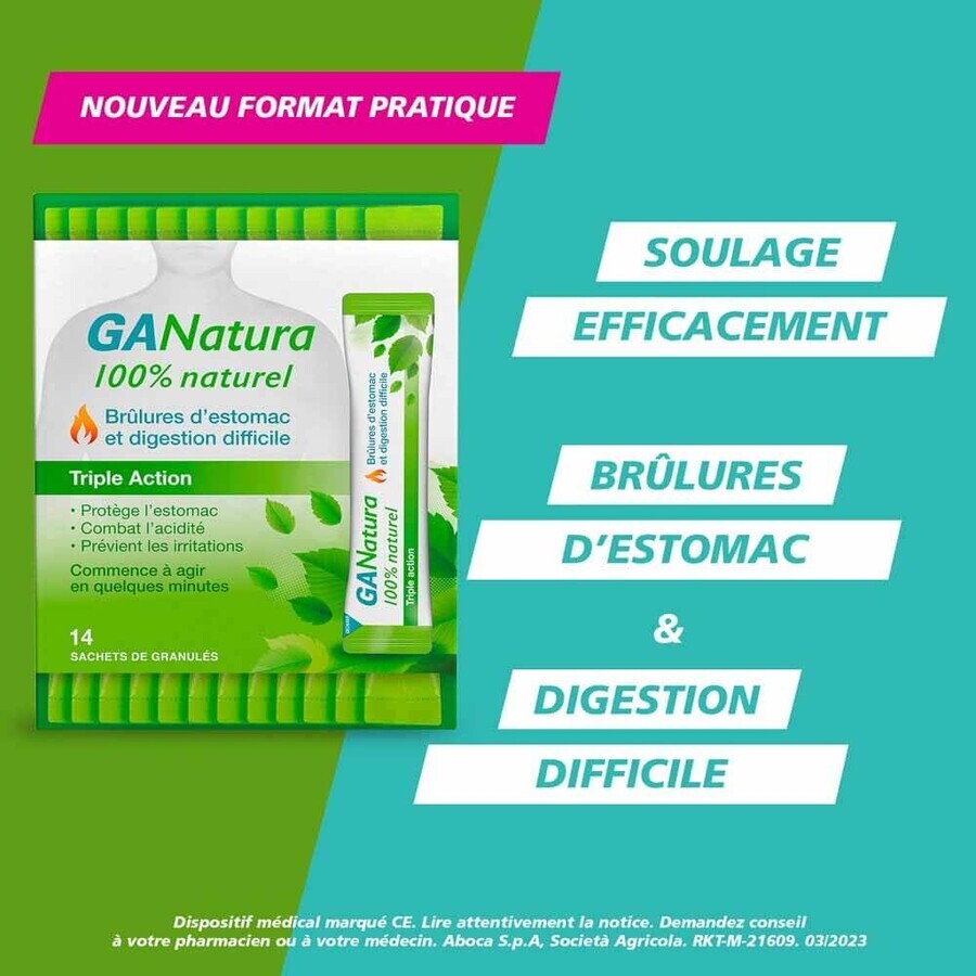 GaNatura Brûlure d'estomac et digestion Triple action 14 sachets GaNatura Brûlure d'estomac et digestion Triple action 14 sachets