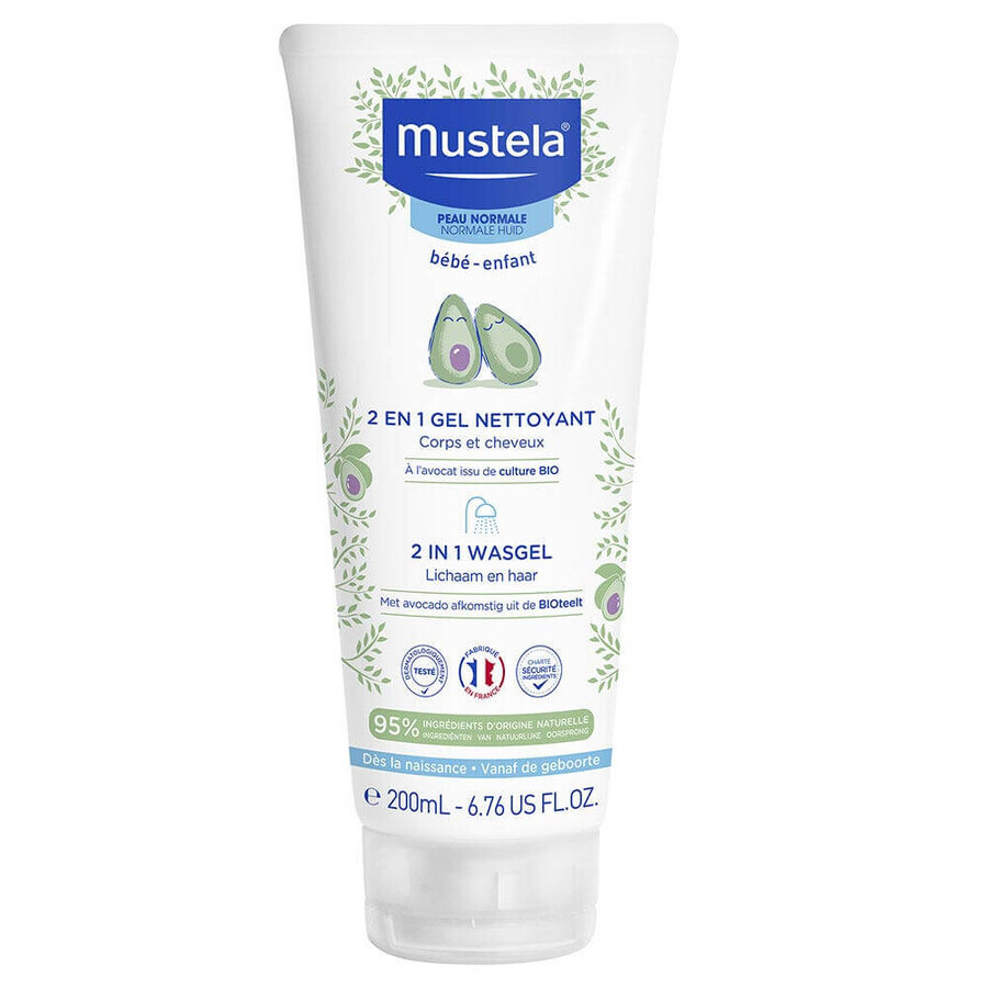 Cumpără Gel de curățare Mustela 2 în 1 corp și păr piele normală 200 ml Gel de curățare Mustela 2 în 1 corp și păr piele normală 200 ml