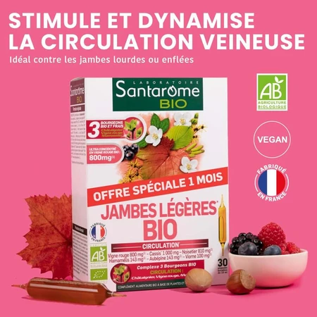 Santarome Jambes Legeres 20 vials + 10 free Bio Favorise la circulation 300 ml