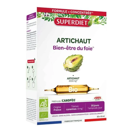 Superdiet Artisjok Bio Lever Gezondheid 20 Flacons Bien-Être Du Foie 15ml