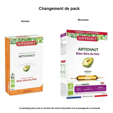 Superdiet Artisjok Bio Lever Gezondheid 20 Flacons Bien-Être Du Foie 15ml