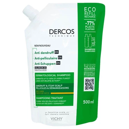 Vichy Dercos Eco Navulling Roos & Jeuk Behandelende Shampoo Droog Haar 500ml