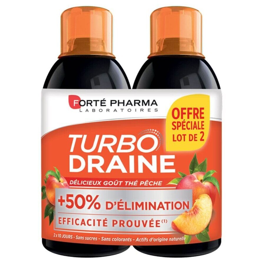 Forté Pharma TurboDraine Té Verde - Melocotón 2x500ml