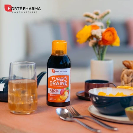 Forté Pharma TurboDraine Draineur Minceur et Elimination Goût Thé-Pêche 2x500ml