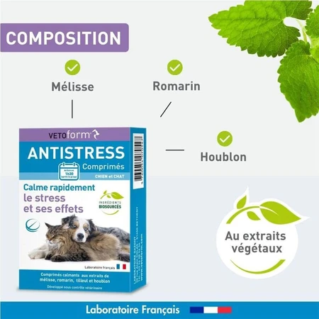 Vetoform Chien et Chat Comprimés anti-stress à base de plantes 20 comprimés
