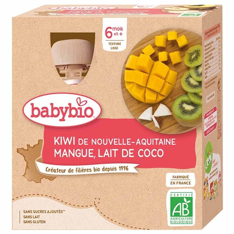 Acquista Babybio Composta kiwi, mango e latte di cocco bio dai 6 mesi 4x90g Babybio Composta kiwi, mango e latte di cocco bio dai 6 mesi 4x90g