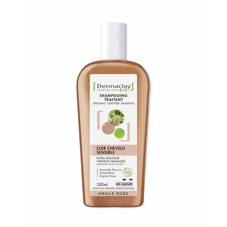 Dermaclay Organic Treatment Shampoo Gevoelige Hoofdhuid Roze Klei 250ml