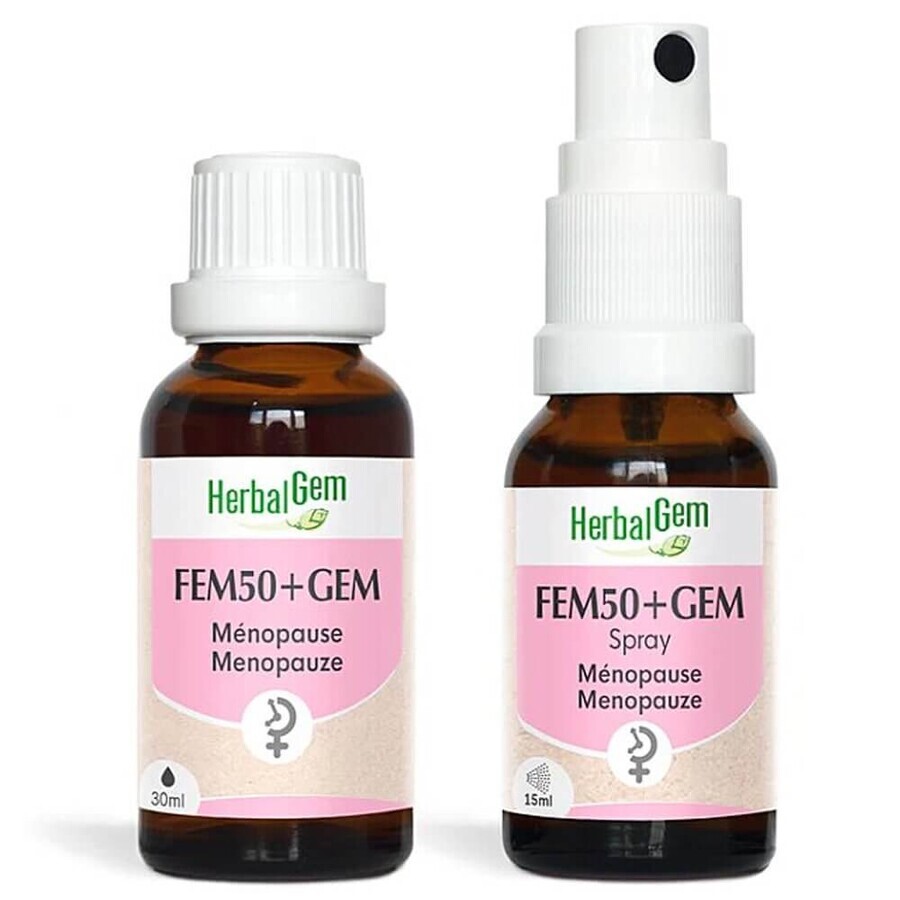 Herbalgem Complessi di gemmoterapia Fem50+ gem Bio soluzione orale menopausa bio 30ml + spray