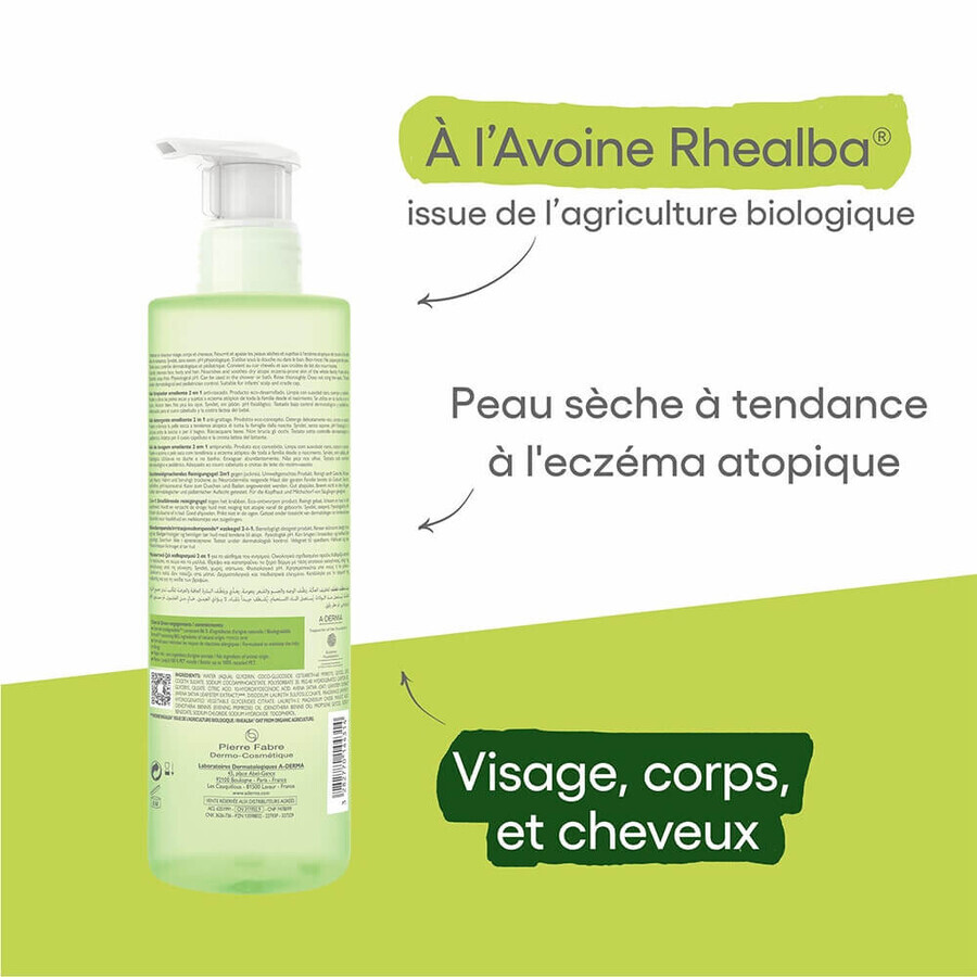 A-Derma Exomega Controle Emolliërende Reinigingsgel Lichaam & Haar 500ml A-Derma Exomega Controle Emolliërende Reinigingsgel Lichaam & Haar 500ml