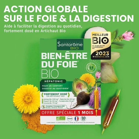 Santarome Welzijn van de biologische lever Aide à la digestion 30 ampullen