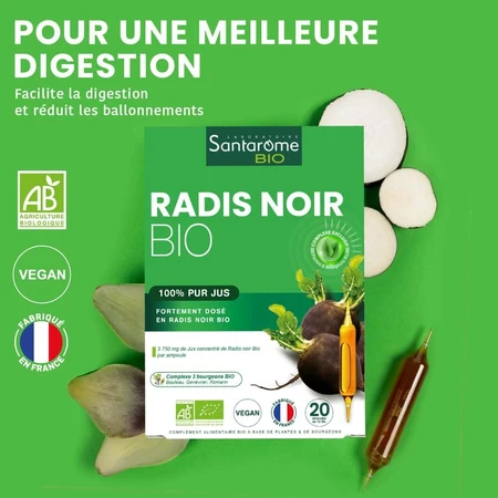 Santarome Radis Noir 20 Ampoules Bio 200ml