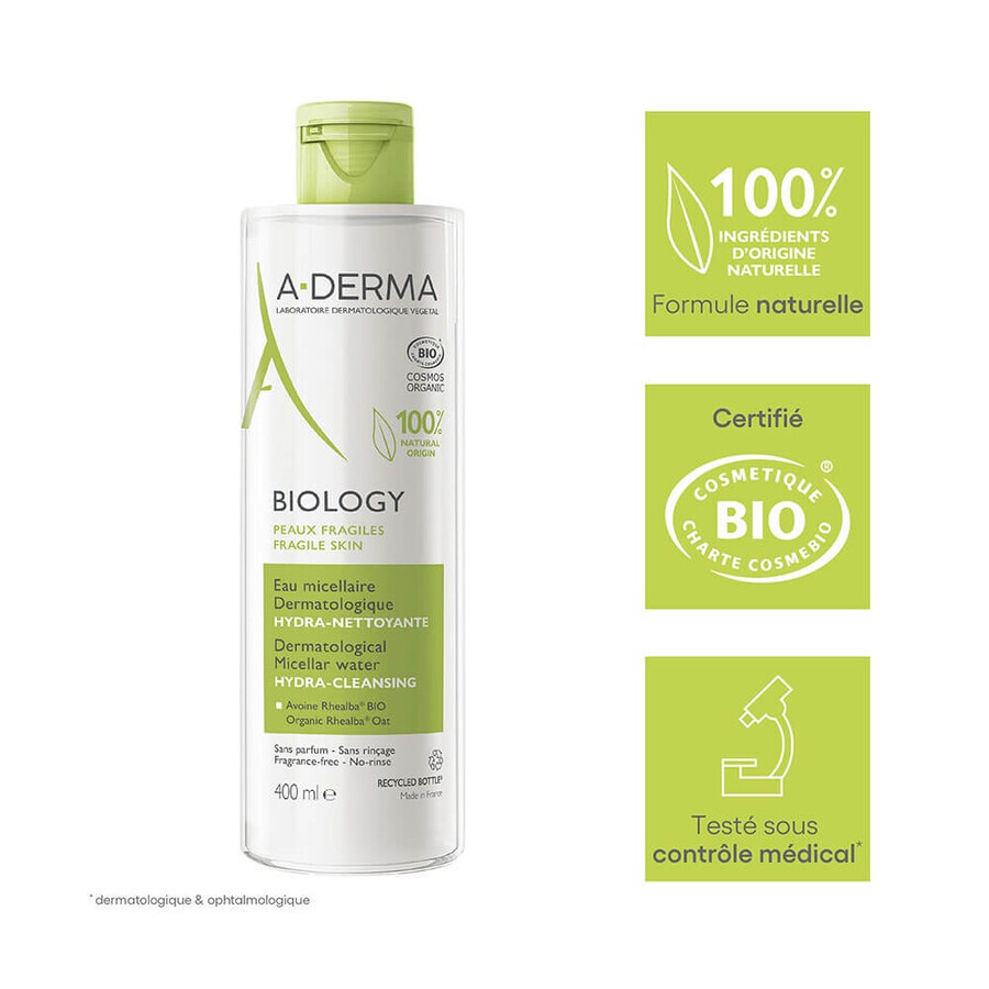 A-Derma Biology Apă micelară organică hidratantă de curățare 400 ml A-Derma Biology Apă micelară organică hidratantă de curățare 400 ml