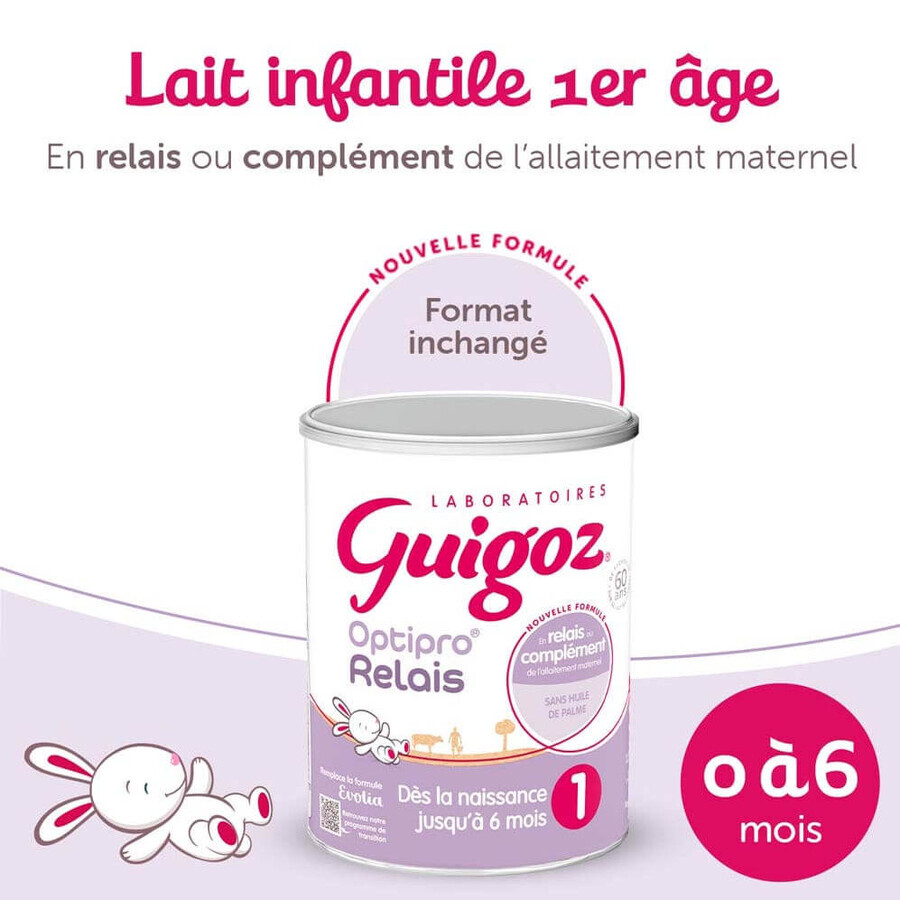 Guigoz Optipro Relais Evolia Relais Palmölfreies Milchpulver 0 bis 6 Monate Dès La Naissance Jusqu'à 6 Mois 800g