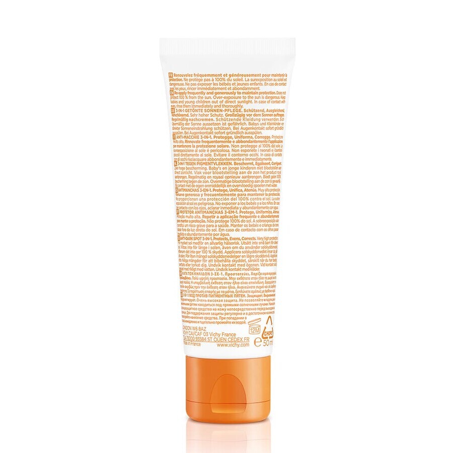 Vichy Ideal Soleil Soin Anti Taches Teinte 3-en-1 Tres Haute Protection Spf50+ 50ml