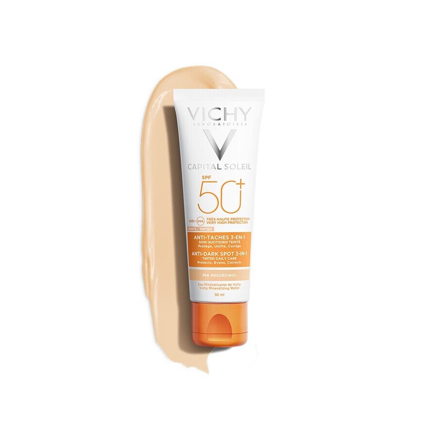 Vichy Ideal Soleil Soin Anti Taches Teinte 3-en-1 Tres Haute Protection Spf50+ 50ml