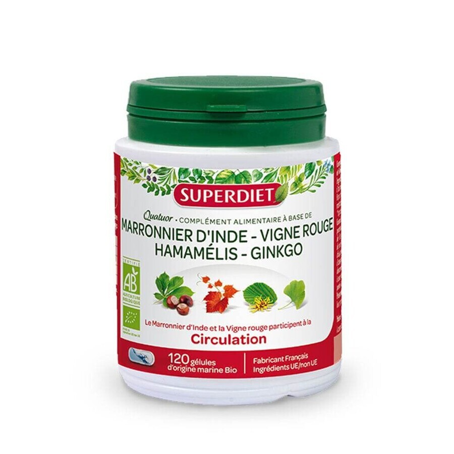 Superdiet Quatuor Bloedsomloop Rode Wijnstok 120 Capsules Superdiet Quatuor Bloedsomloop Rode Wijnstok 120 Capsules