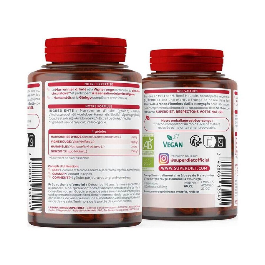 Superdiet Quatuor Bloedsomloop Rode Wijnstok 120 Capsules Superdiet Quatuor Bloedsomloop Rode Wijnstok 120 Capsules