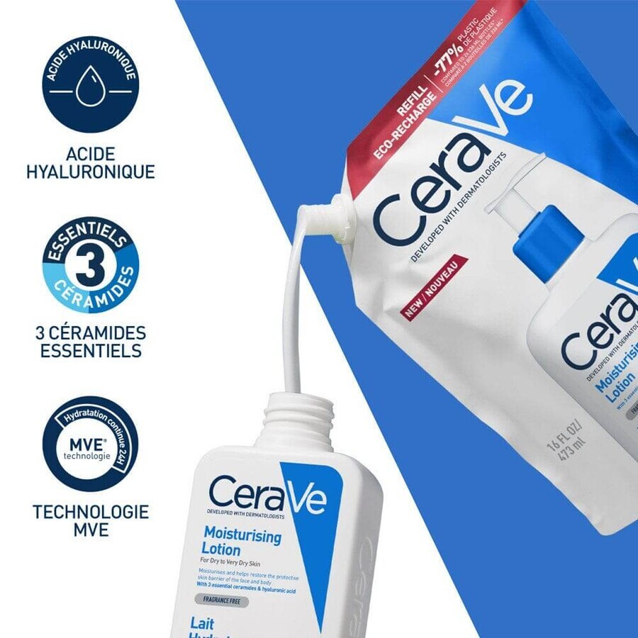 Cerave Body Eco Recharge Lait Hydratant Visage Et Corps Peaux Sèches A Très Sèches 473ml