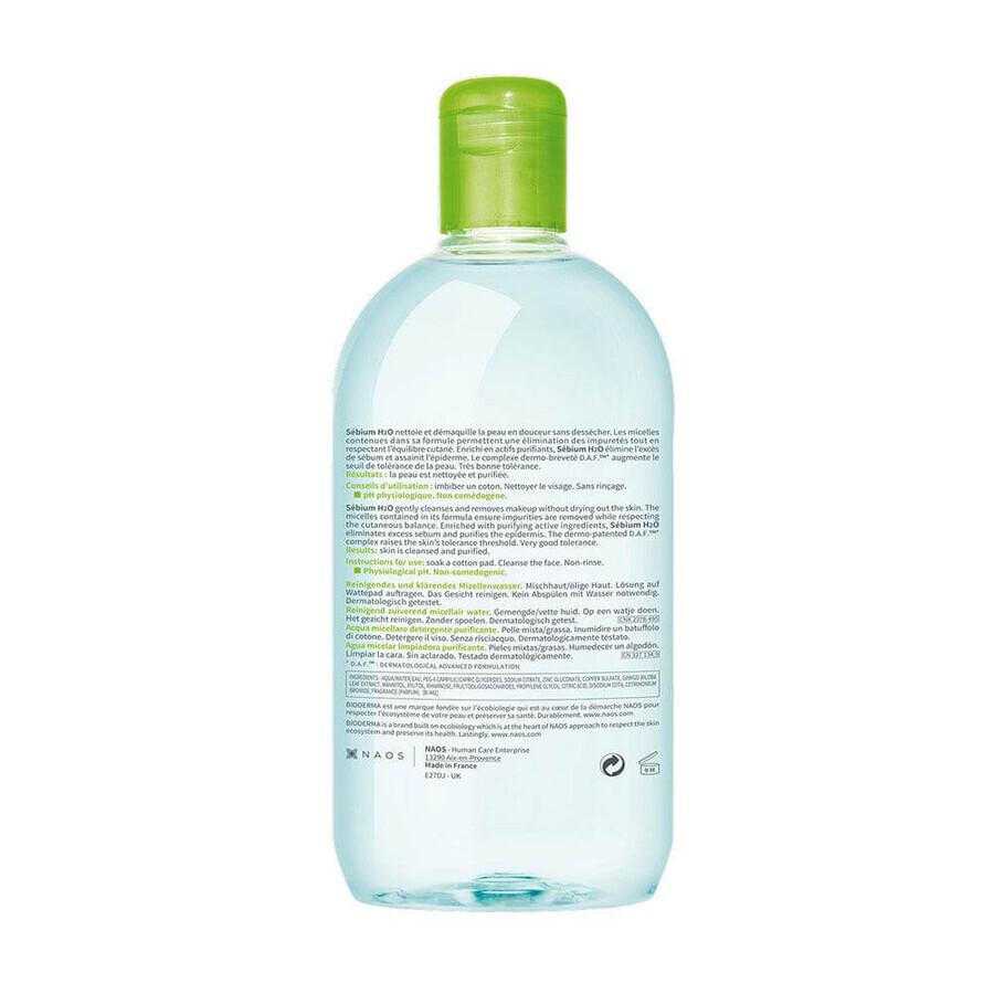 Bioderma Sebium Acqua Micellare H2O Pelli miste o grasse 500ml Bioderma Sebium Acqua Micellare H2O Pelli miste o grasse 500ml