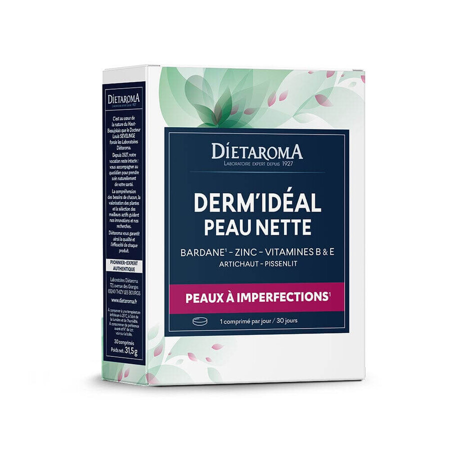 Buy Dietaroma Derm'Idéal Peau Nette Peaux À Imperfections 30 comprimés Dietaroma Derm'Idéal Peau Nette Peaux À Imperfections 30 comprimés