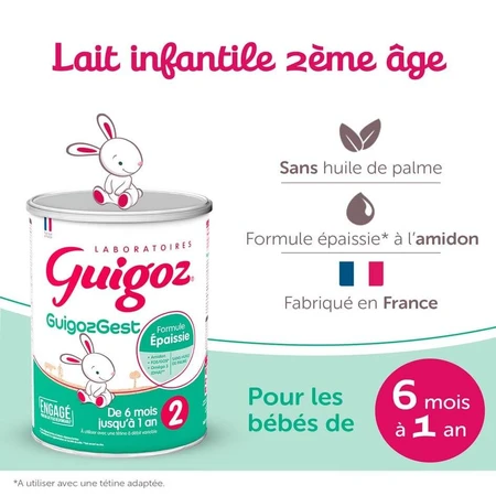 Guigoz Guigozgest GuigozGest 2 Milchpulver verdickte Formel 6-12 Monate 6 A 12 Mois 800g