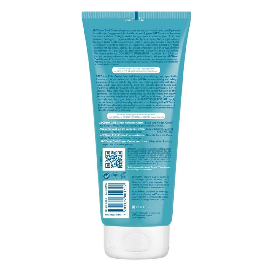 Bioderma Abcderm Cold Cream Cremă de față și corp pentru copii 200ml Bioderma Abcderm Cold Cream Cremă de față și corp pentru copii 200ml