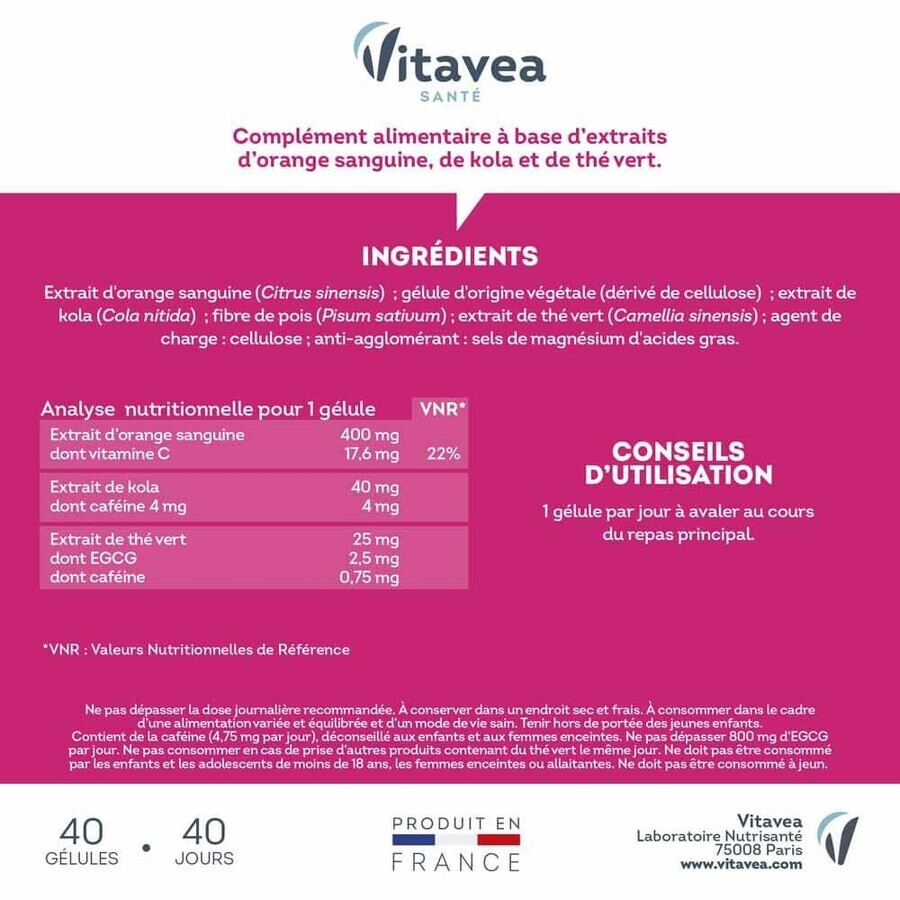 Vitavea Santé Boost Minceur Adelgazante 40 cápsulas