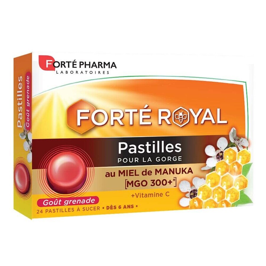 Forté Pharma Forté Royal Pastillas para la garganta con miel de Manuka sabor granada 24 pastillas