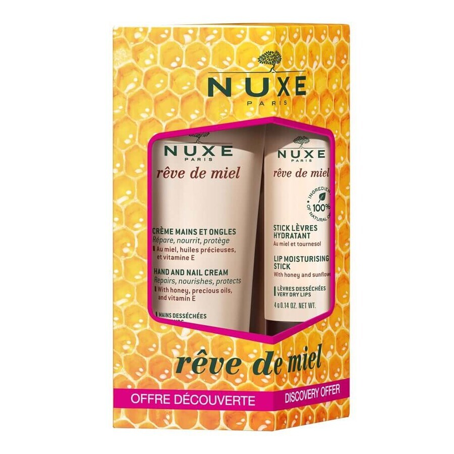 Shop Nuxe Reve De Miel Hand- und Nagelcreme + feuchtigkeitsspendende Lippenstift Duo 30ml Nuxe Reve De Miel Hand- und Nagelcreme + feuchtigkeitsspendende Lippenstift Duo 30ml