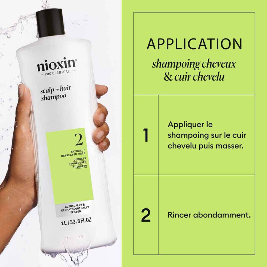 Nioxin System 2 Shampoo für natürlichen und fortgeschrittenen Haarausfall 1L