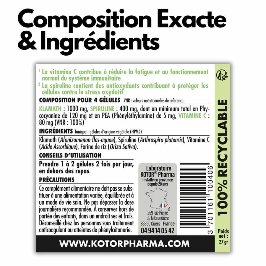 Kotor Pharma Klamath and Spirulina tone and immunity 60 capsules